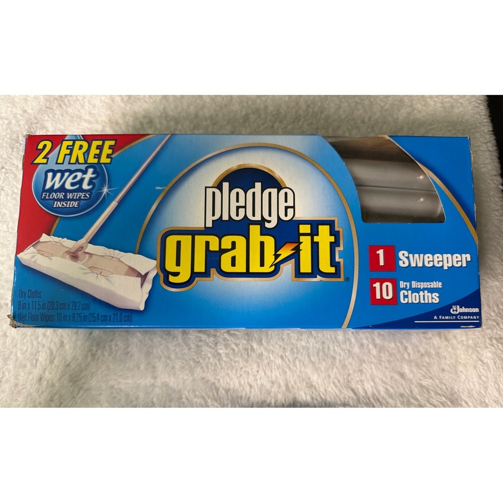Pledge Grab It Sweeper Dust Mop and 10 Dry Disposable Cloths New In Box